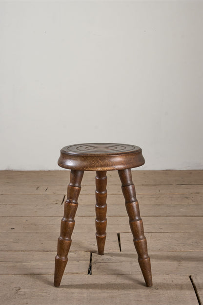 Mid century turned leg wooden stool side table