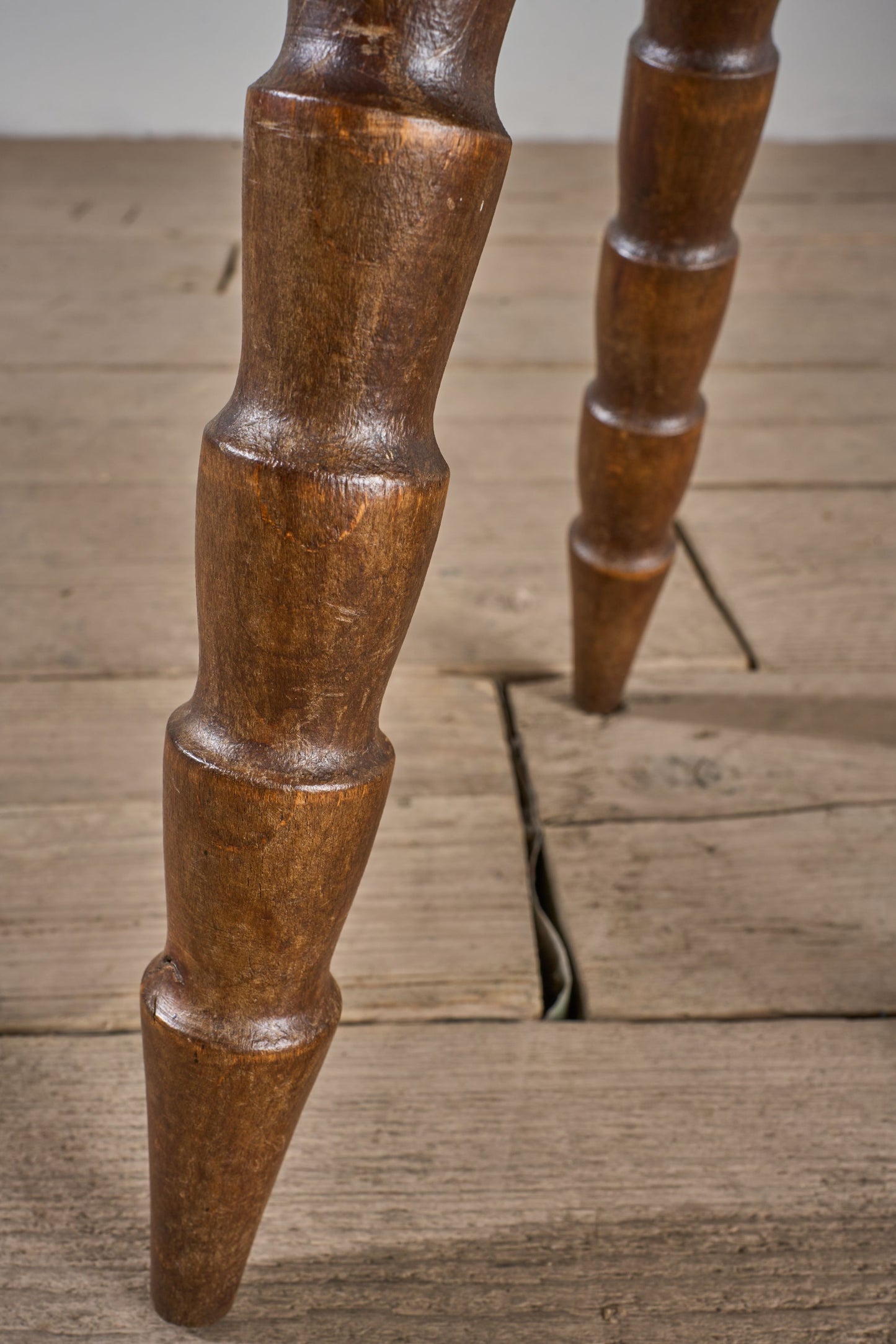 Mid century turned leg wooden stool side table