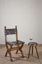 Mid century turned leg wooden stool side table - TallBoy Interiors