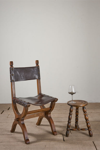 Mid century bobbin turned wooden stool side table