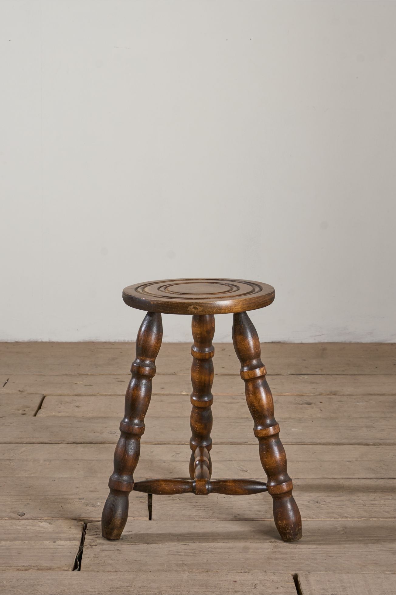 Mid century bobbin turned wooden stool side table