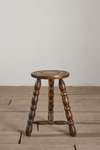 Mid century bobbin turned wooden stool side table