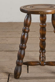 Mid century bobbin turned wooden stool side table - TallBoy Interiors