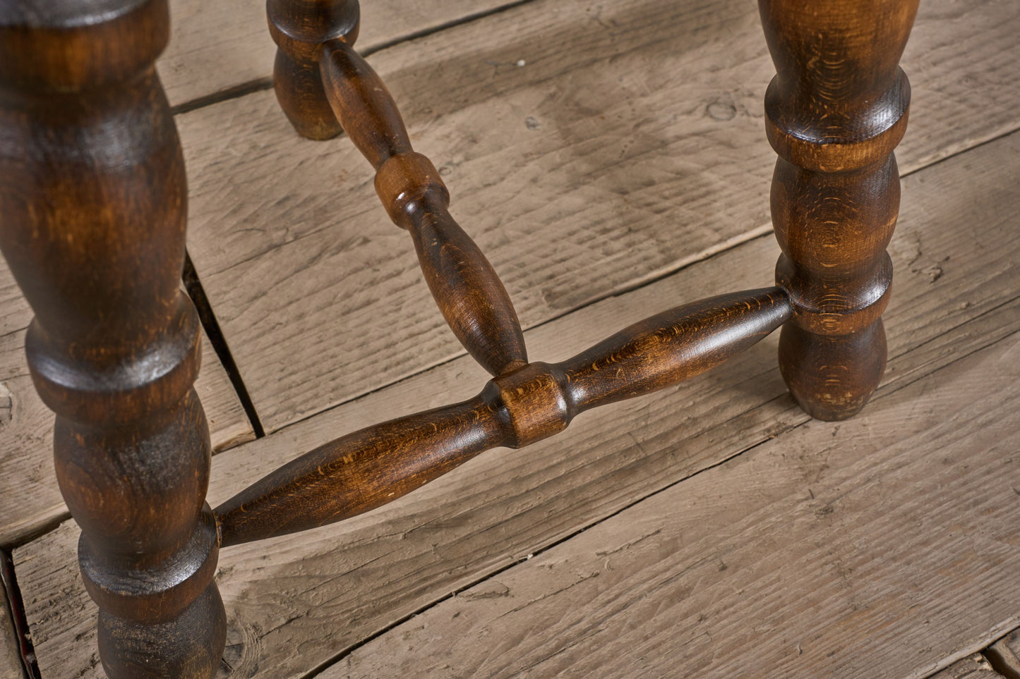 Mid century bobbin turned wooden stool side table