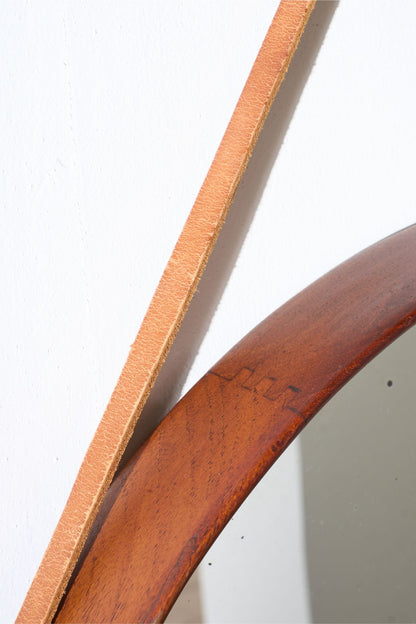 Mid 20th Century solid teak circular wall mirror