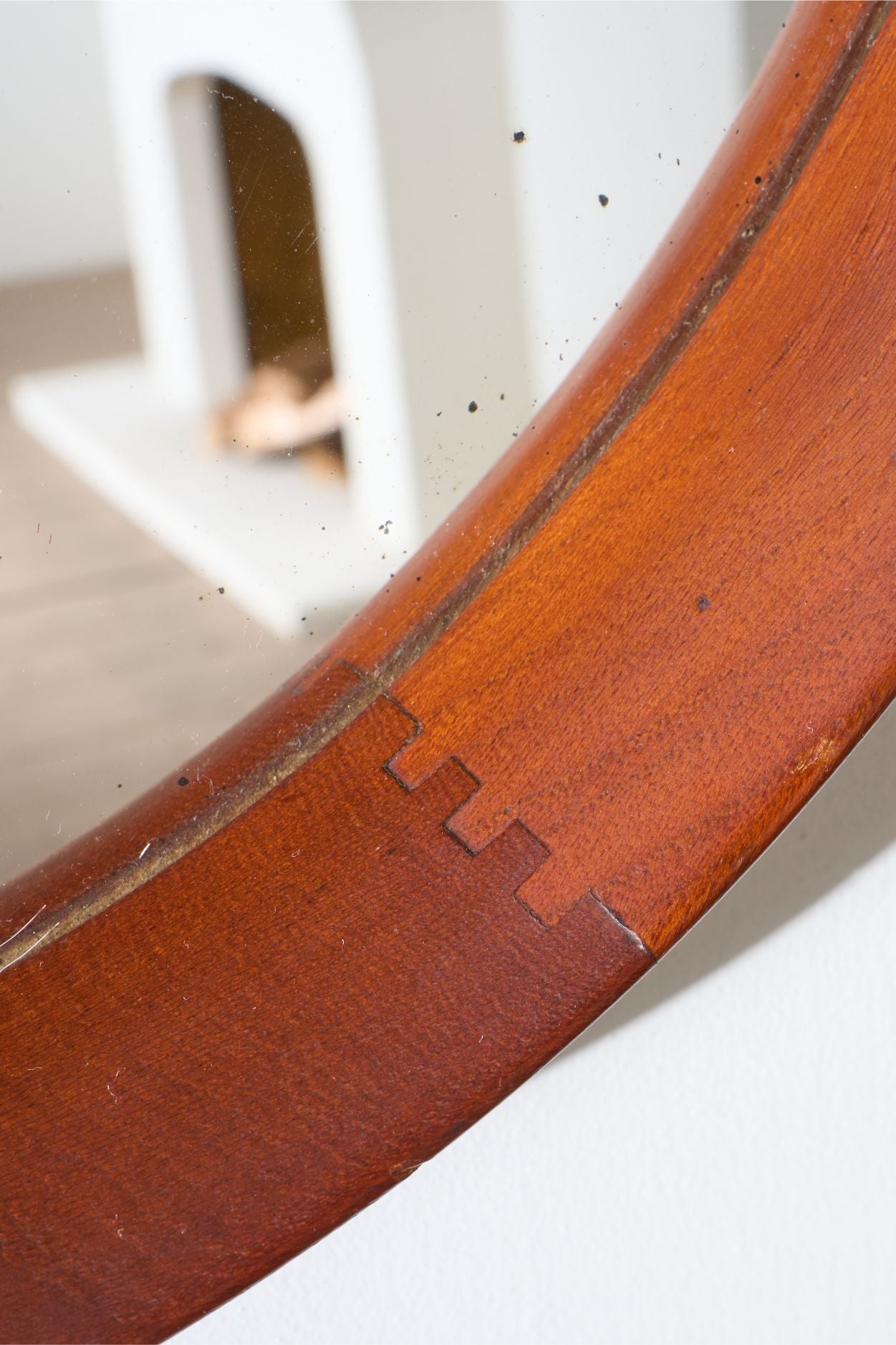 Mid 20th Century solid teak circular wall mirror