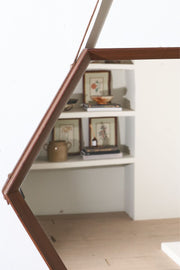 Mid 20th century solid teak Hexagonal mirror - No1 - TallBoy Interiors