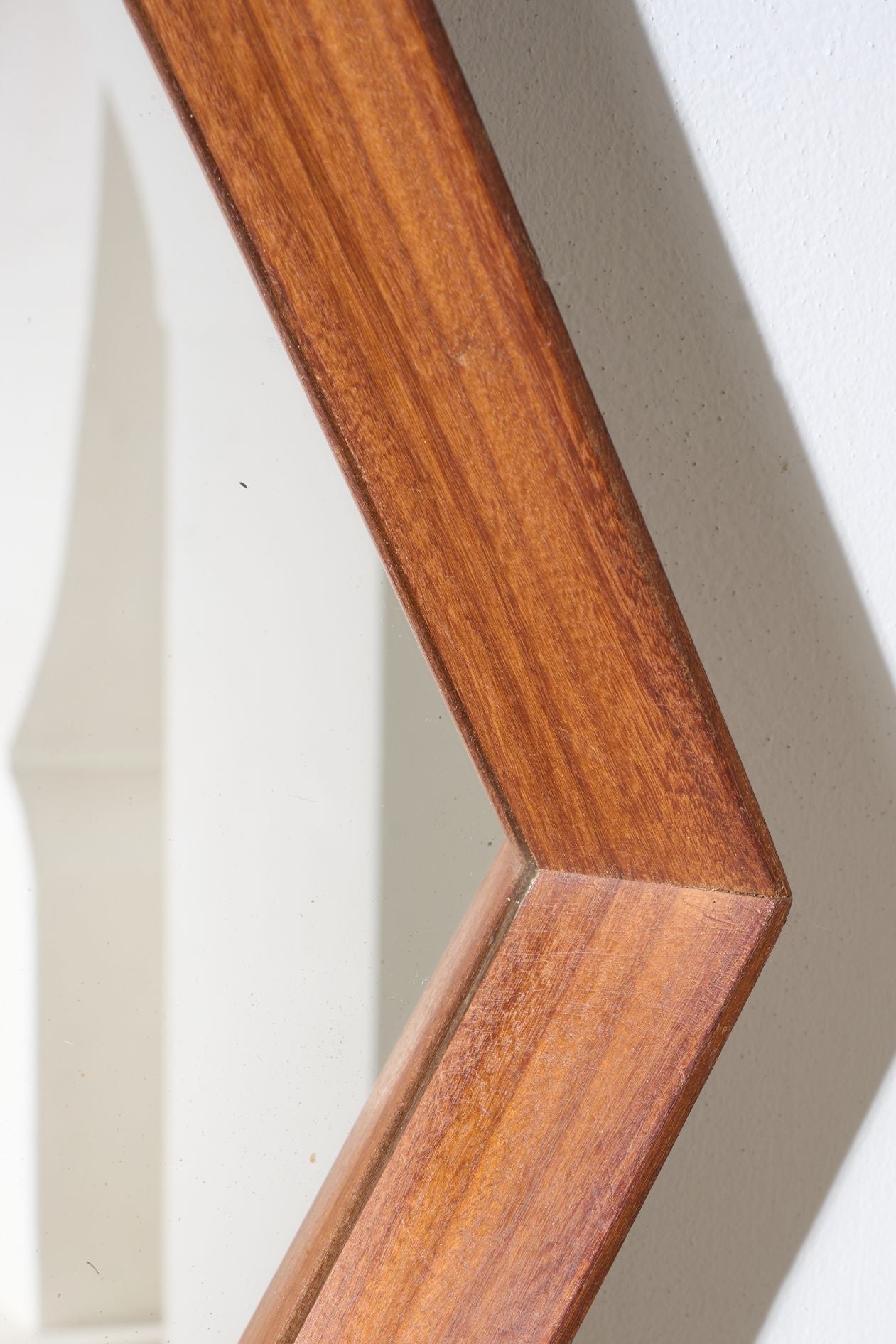 Mid 20th century solid teak Hexagonal mirror - No1