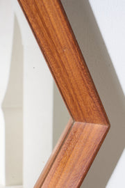 Mid 20th century solid teak Hexagonal mirror - No1 - TallBoy Interiors