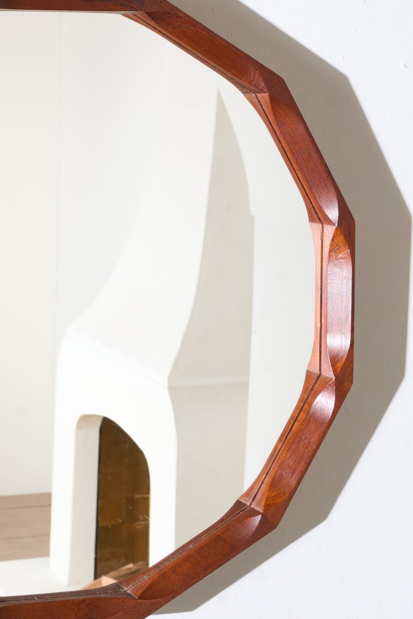 Mid 20th century teak wall mirror by Dino Cavalli (3 available) - TallBoy Interiors
