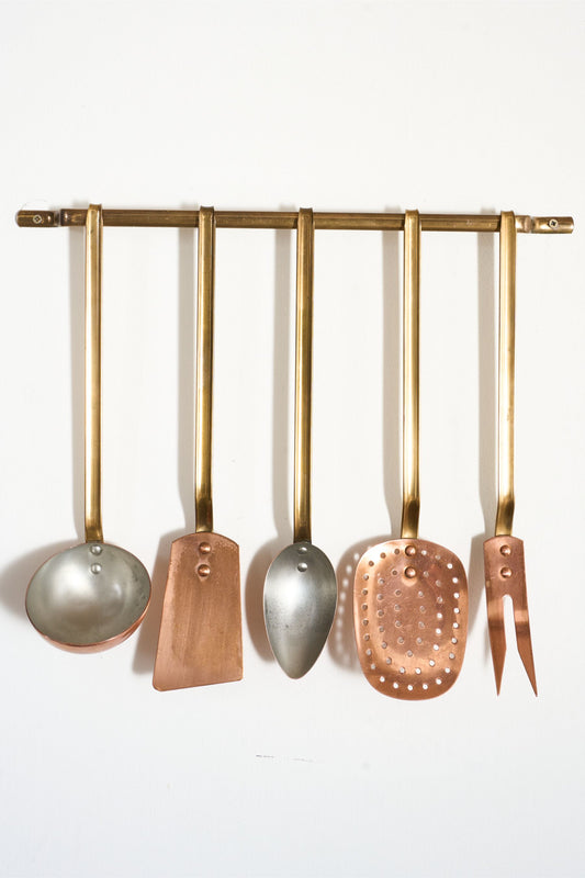 19th century Copper and Brass kitchen utensils