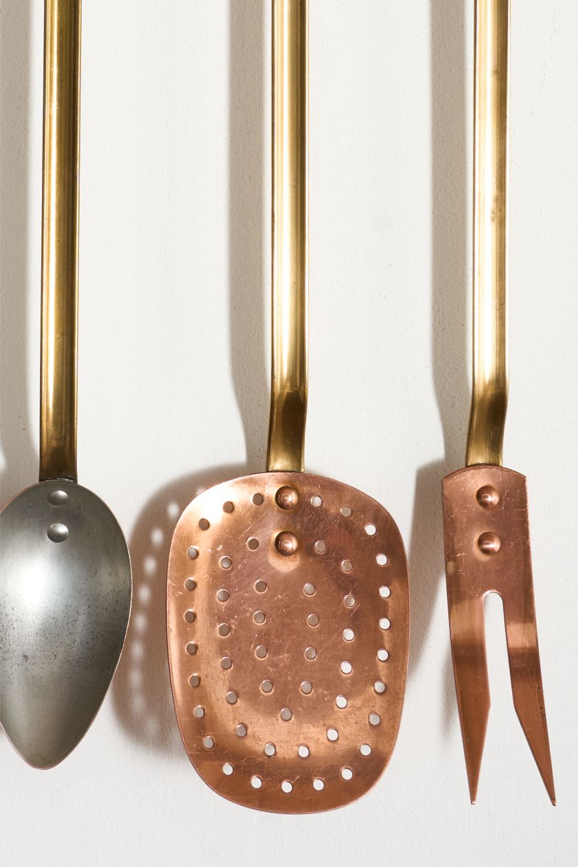 19th century Copper and Brass kitchen utensils