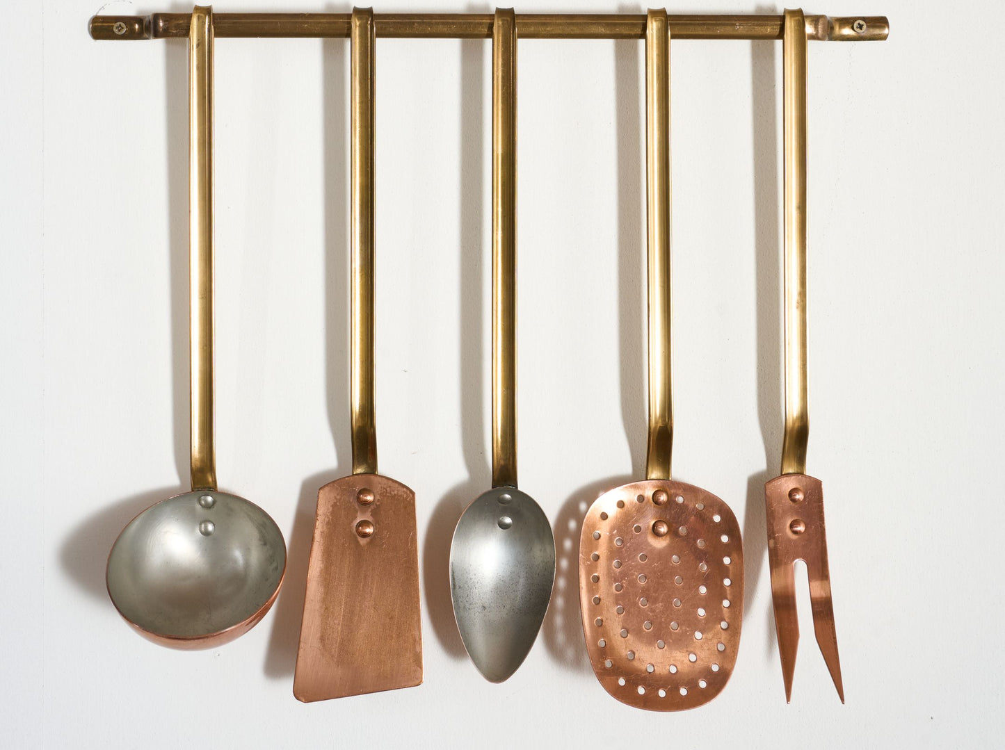 19th century Copper and Brass kitchen utensils