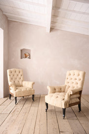 Pair of Napoleon III buttoned back and seat armchairs - TallBoy Interiors