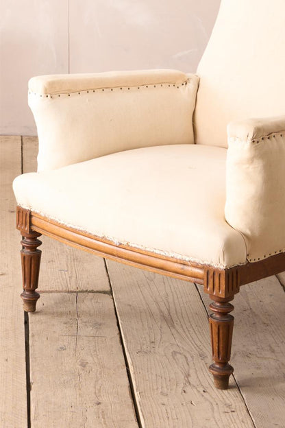 Pair of Unusual French square back armchairs with carved frames