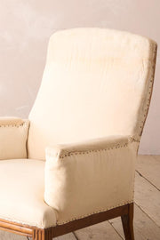 Pair of Unusual French square back armchairs with carved frames - TallBoy Interiors