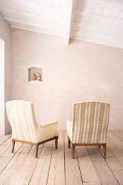 Pair of Unusual French square back armchairs with carved frames - TallBoy Interiors