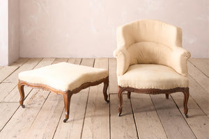 19th century French armchair with matching footstool