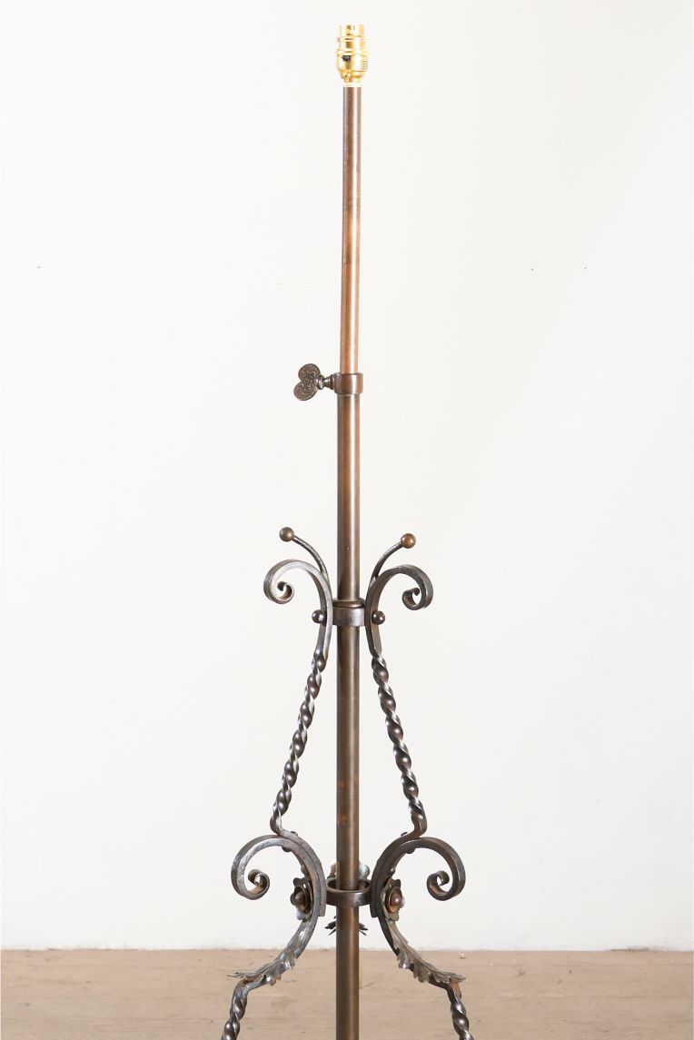 19th century Arts and crafts iron and copper floor lamp - TallBoy Interiors