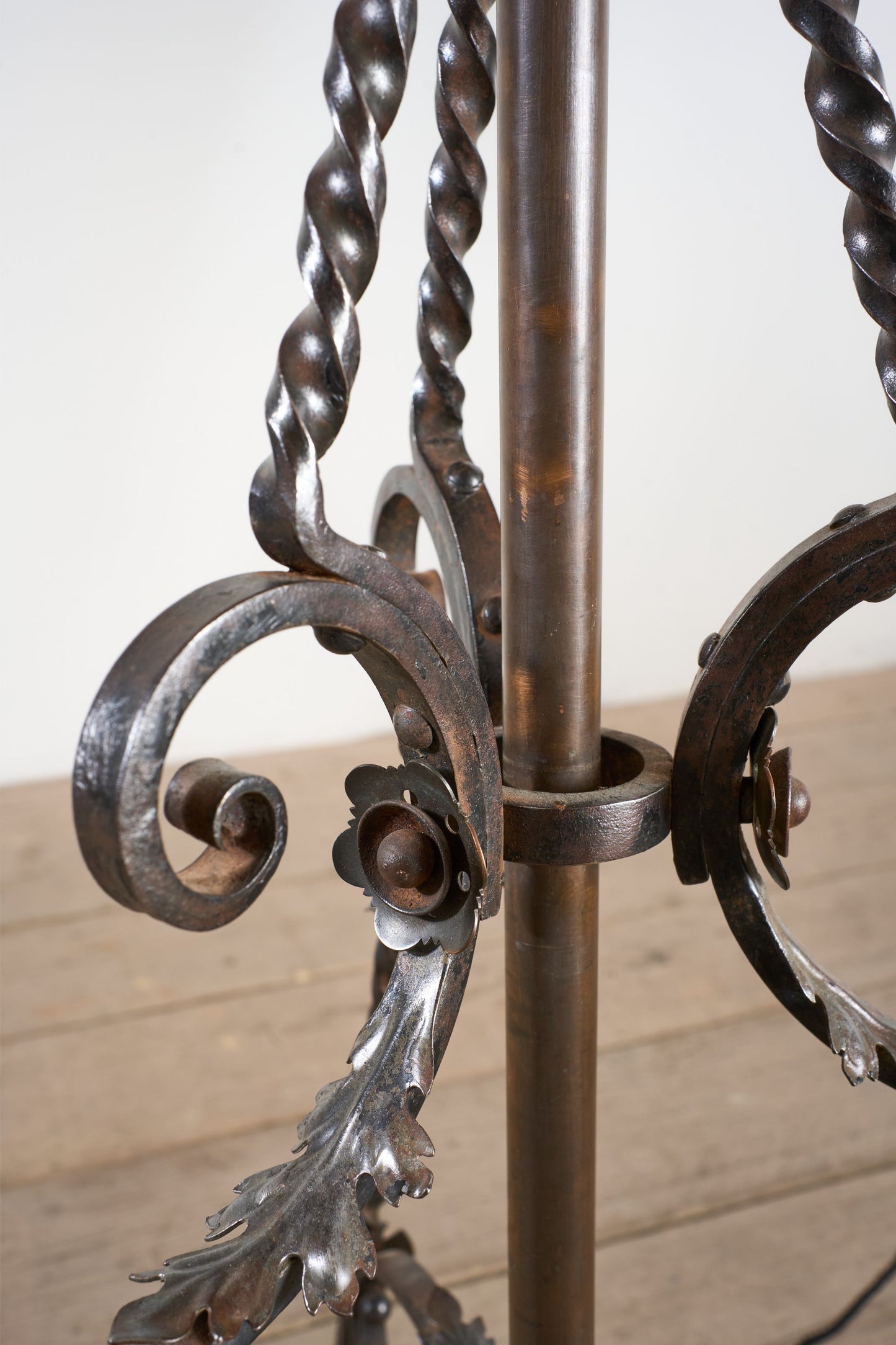 19th century Arts and crafts iron and copper floor lamp - TallBoy Interiors