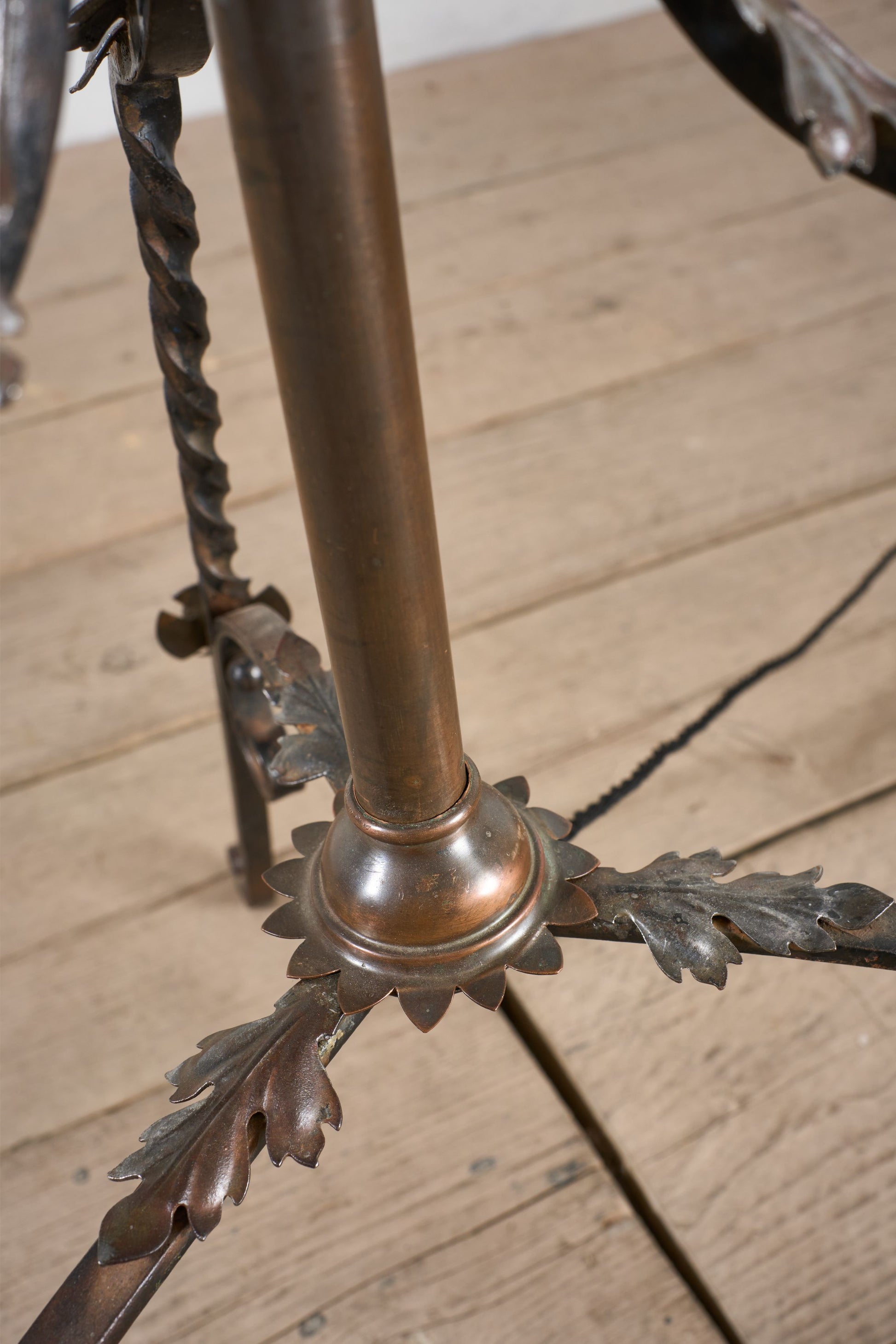 19th century Arts and crafts iron and copper floor lamp - TallBoy Interiors