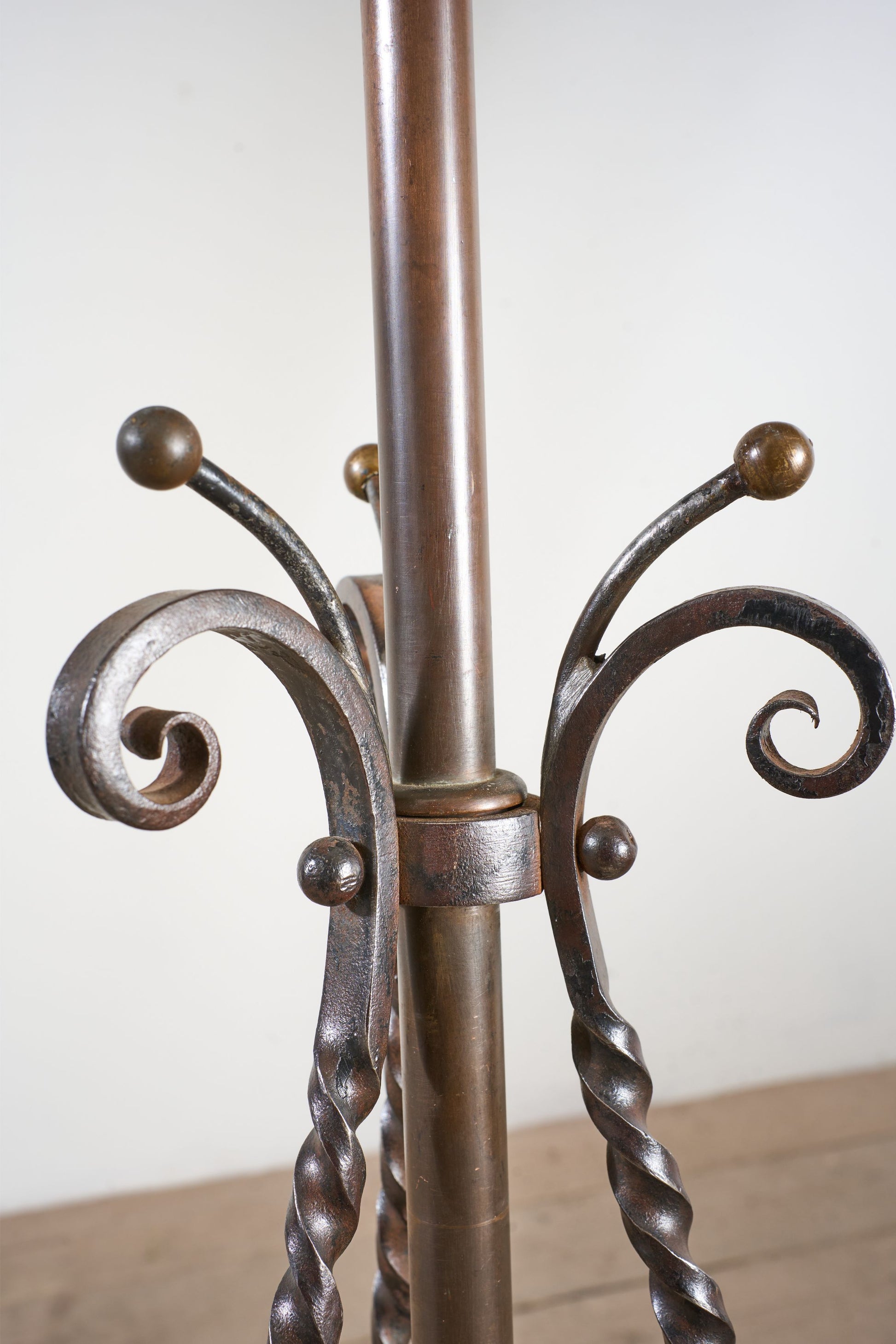 19th century Arts and crafts iron and copper floor lamp - TallBoy Interiors