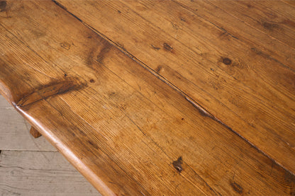 19th Century waney edged pine X frame tavern table - TallBoy Interiors