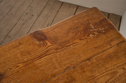 19th Century waney edged pine X frame tavern table - TallBoy Interiors