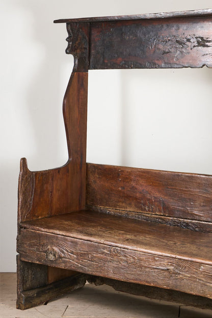 18th Century Folk art canopied Spanish settle - TallBoy Interiors