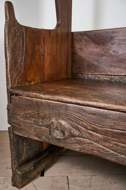 18th Century Folk art canopied Spanish settle - TallBoy Interiors