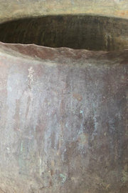 Large 19th century verdigris copper vat on iron stand - TallBoy Interiors