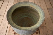 Large 19th century verdigris copper vat on iron stand - TallBoy Interiors