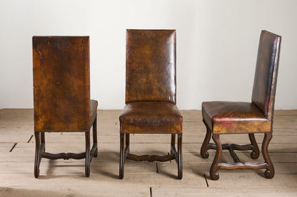 Set of 6 19th century Spanish leather dining chairs - TallBoy Interiors