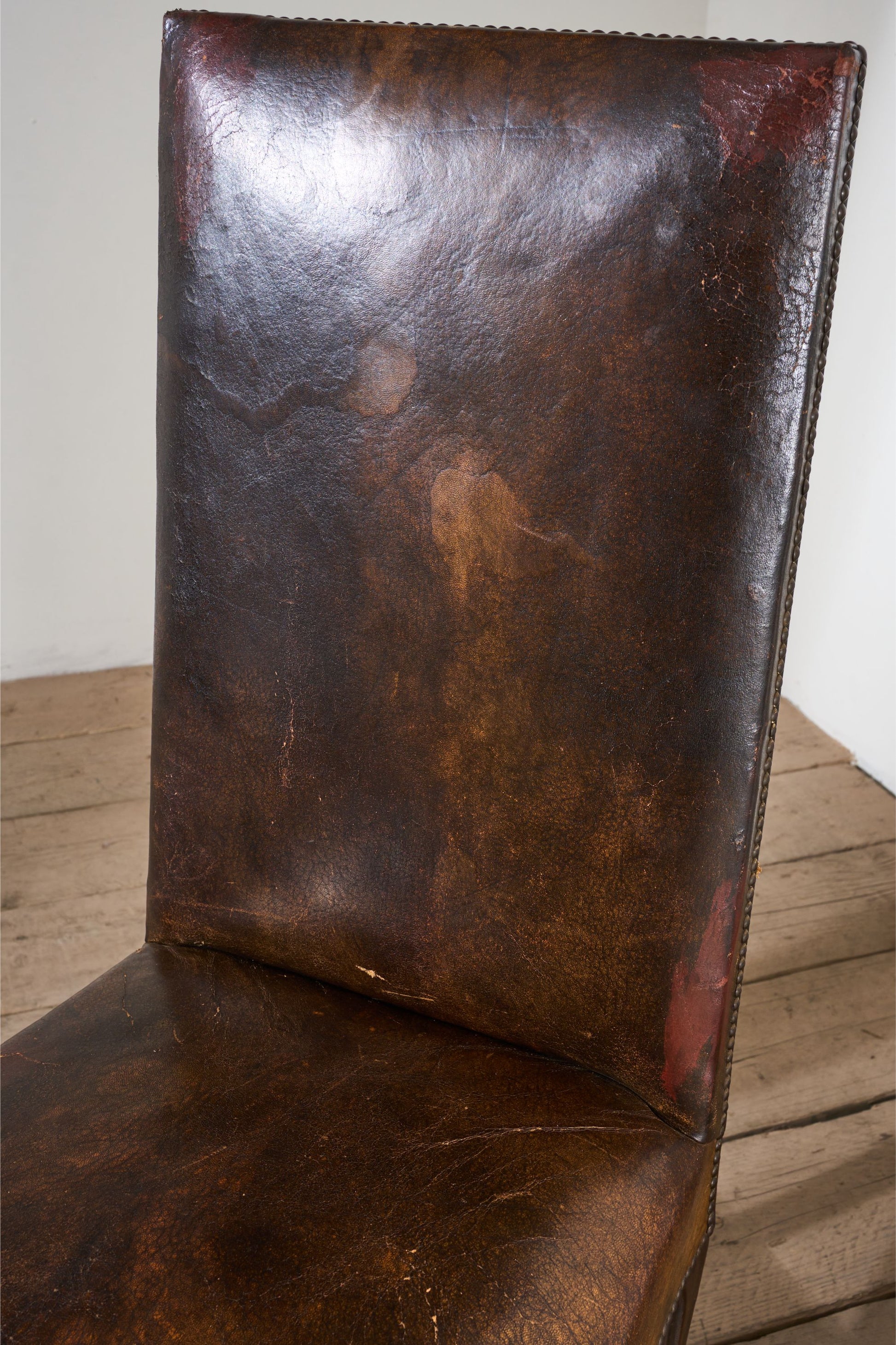 Set of 6 19th century Spanish leather dining chairs - TallBoy Interiors