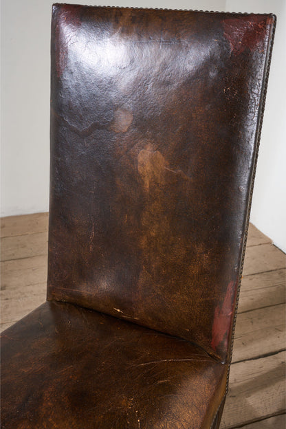 Set of 6 19th century Spanish leather dining chairs - TallBoy Interiors