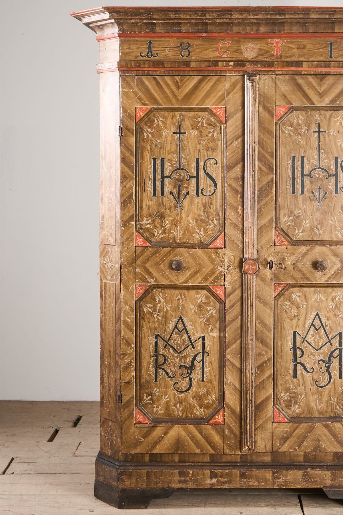 19th Century Italian painted Marriage cupboard - TallBoy Interiors