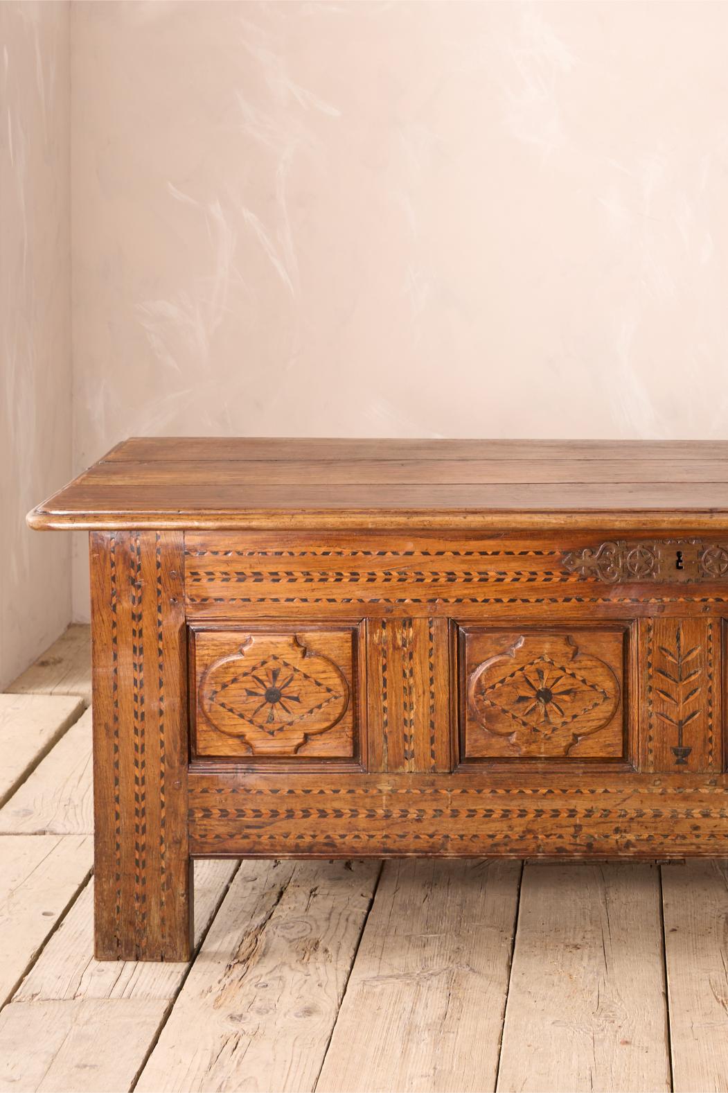 Large 18th century Marquetry coffer