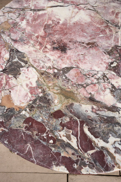 Large 19th Century Inlaid Italian circular table with purple marble - TallBoy Interiors