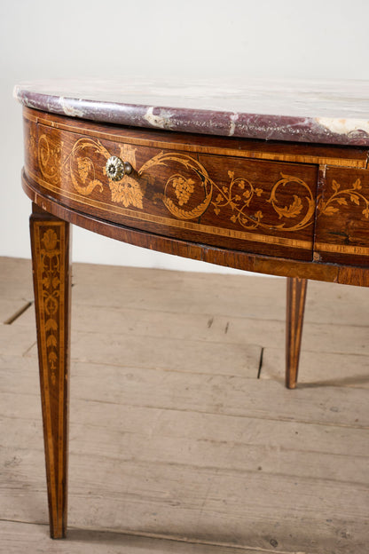 Large 19th Century Inlaid Italian circular table with purple marble - TallBoy Interiors