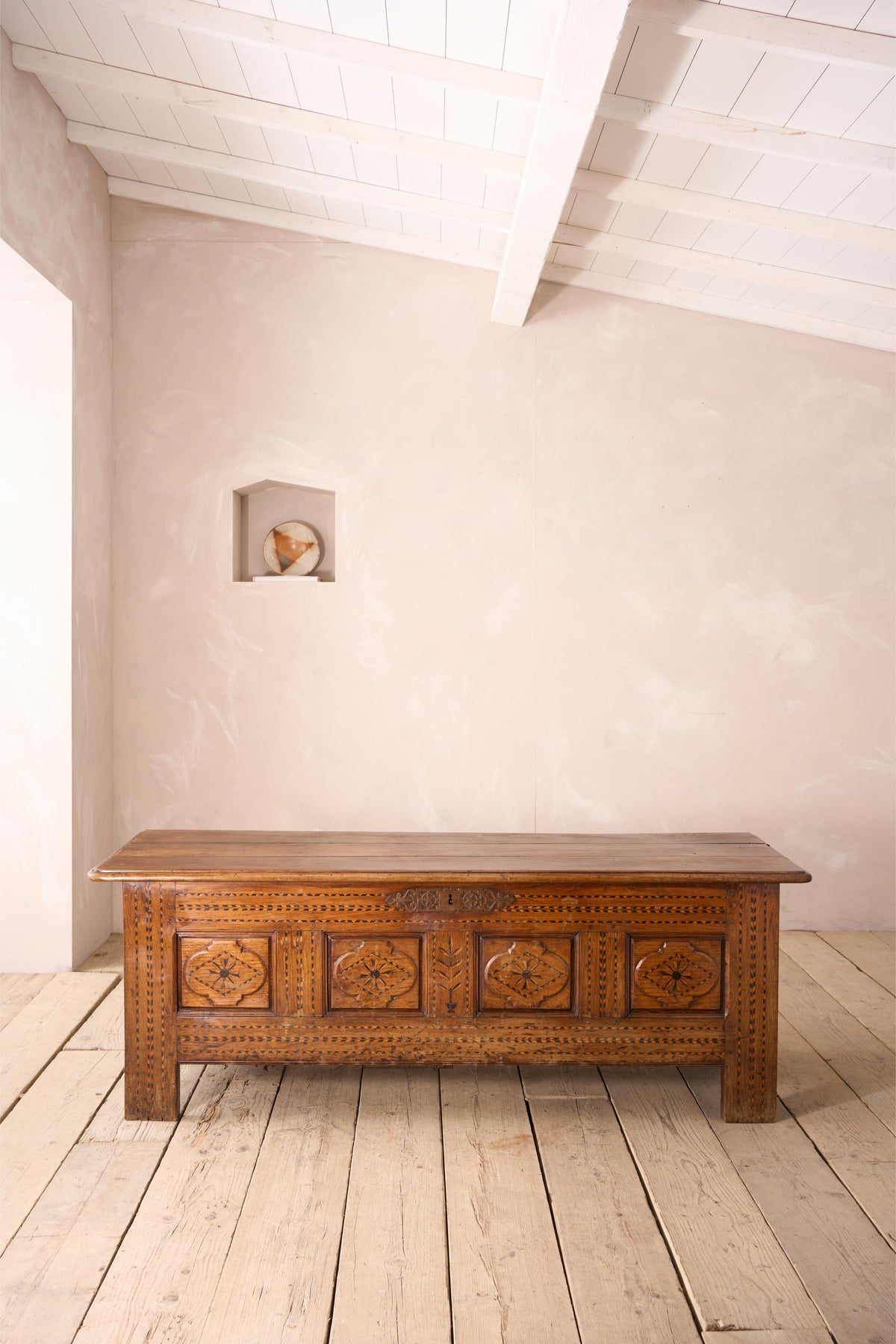 Large 18th century Marquetry coffer - TallBoy Interiors