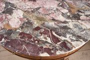 Large 19th Century Inlaid Italian circular table with purple marble - TallBoy Interiors