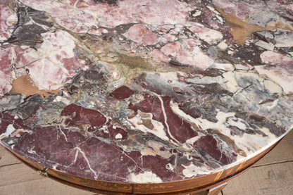 Large 19th Century Inlaid Italian circular table with purple marble - TallBoy Interiors