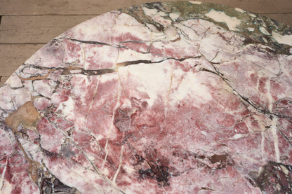 Large 19th Century Inlaid Italian circular table with purple marble - TallBoy Interiors