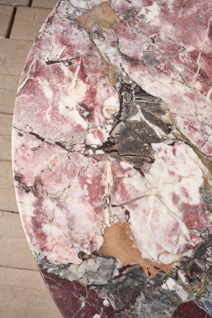 Large 19th Century Inlaid Italian circular table with purple marble - TallBoy Interiors