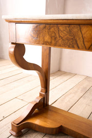 19th century walnut and white marble console table - TallBoy Interiors