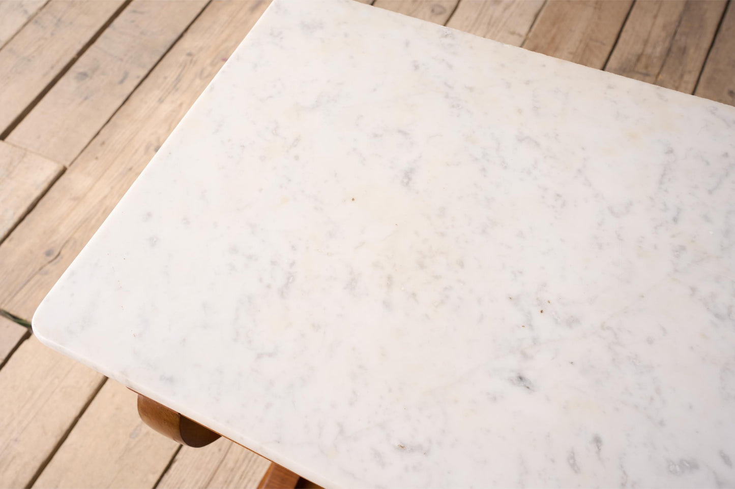 19th century walnut and white marble console table