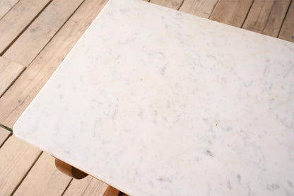 19th century walnut and white marble console table