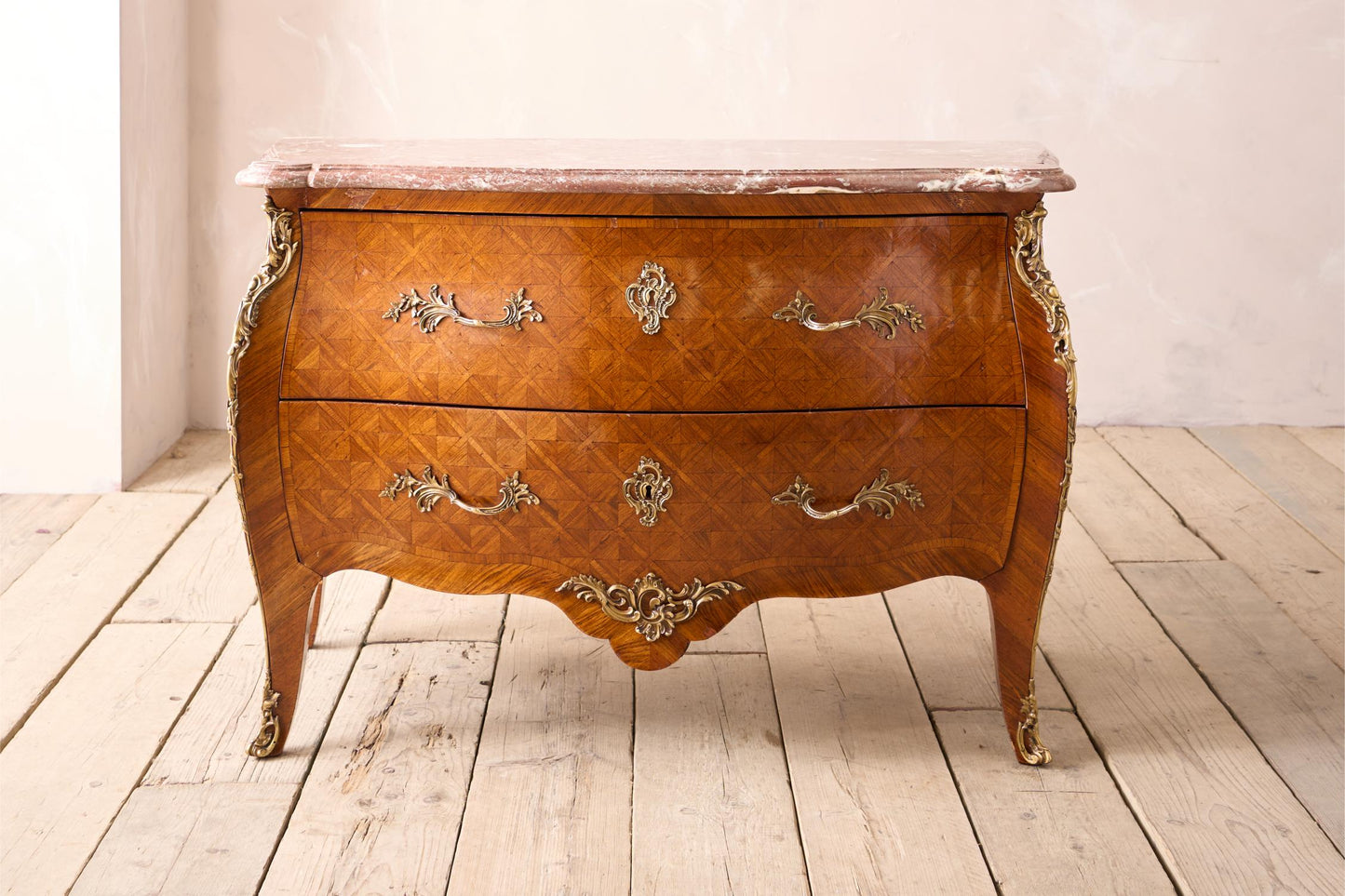 19th century Red marble and Kingwood chest of drawers