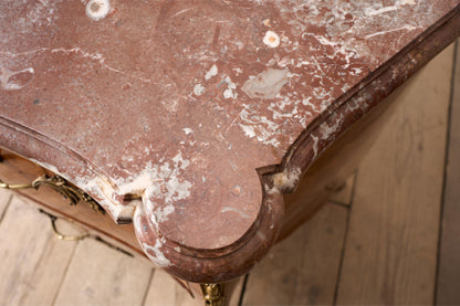 19th century Red marble and Kingwood chest of drawers
