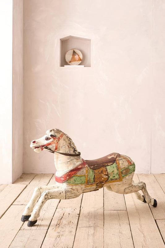 19th century Carved wooden fairground horse by Limonaire Freres Paris